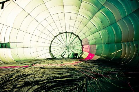 Inside a hot air balloon